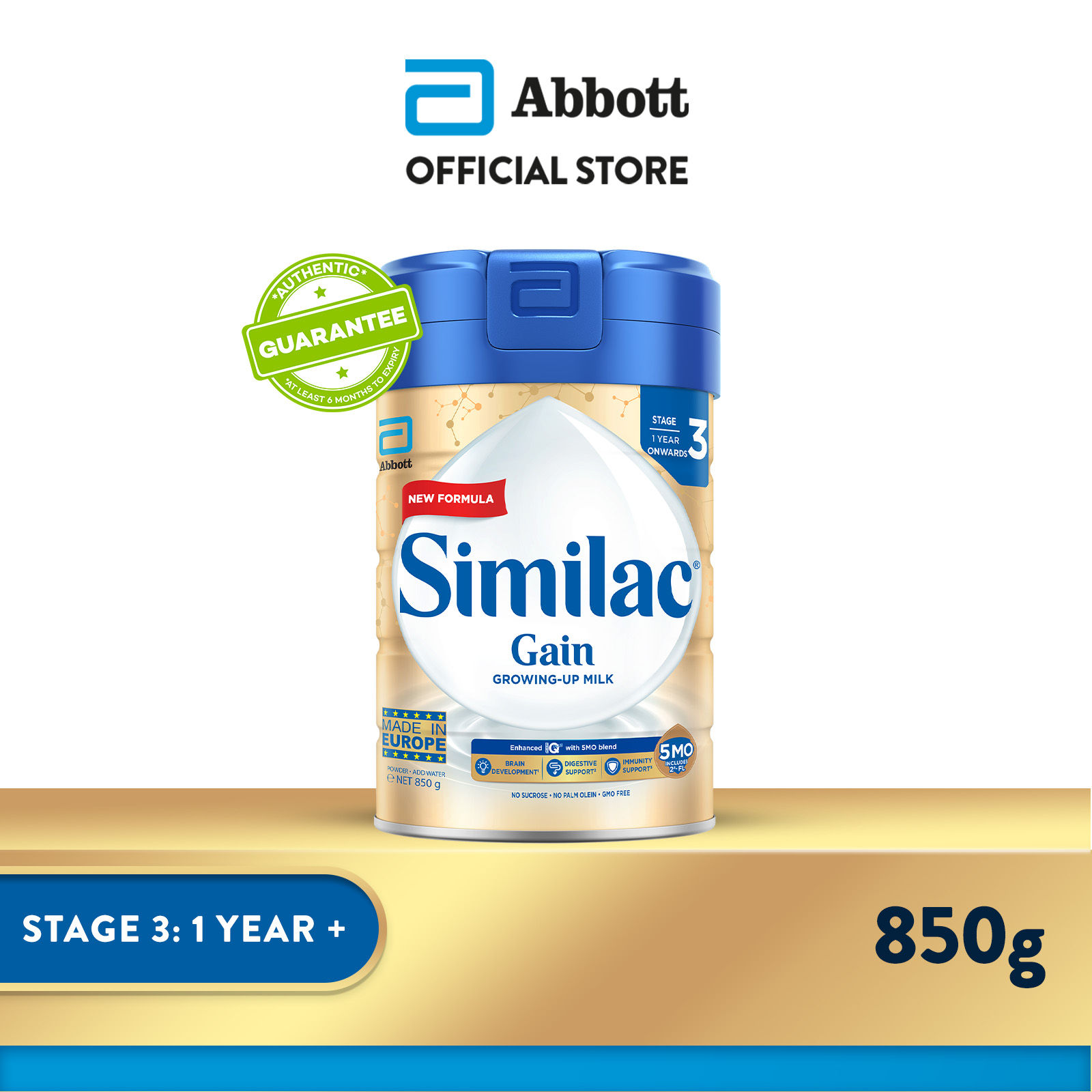 Similac Gain 5MO Stage 3 Growing-Up Baby Milk Powder Formula 850g (1 year onwards)