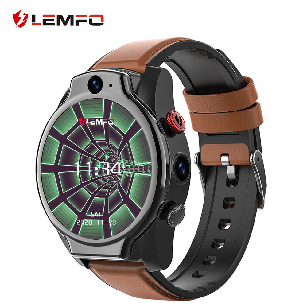 ZP Lemfo Lem14 Smart Watch 4g 5atm Waterproof Android 10 Helio P22 Chip 4g 64gb Lte 4g Sim 1100mah Face Id Dual Camera